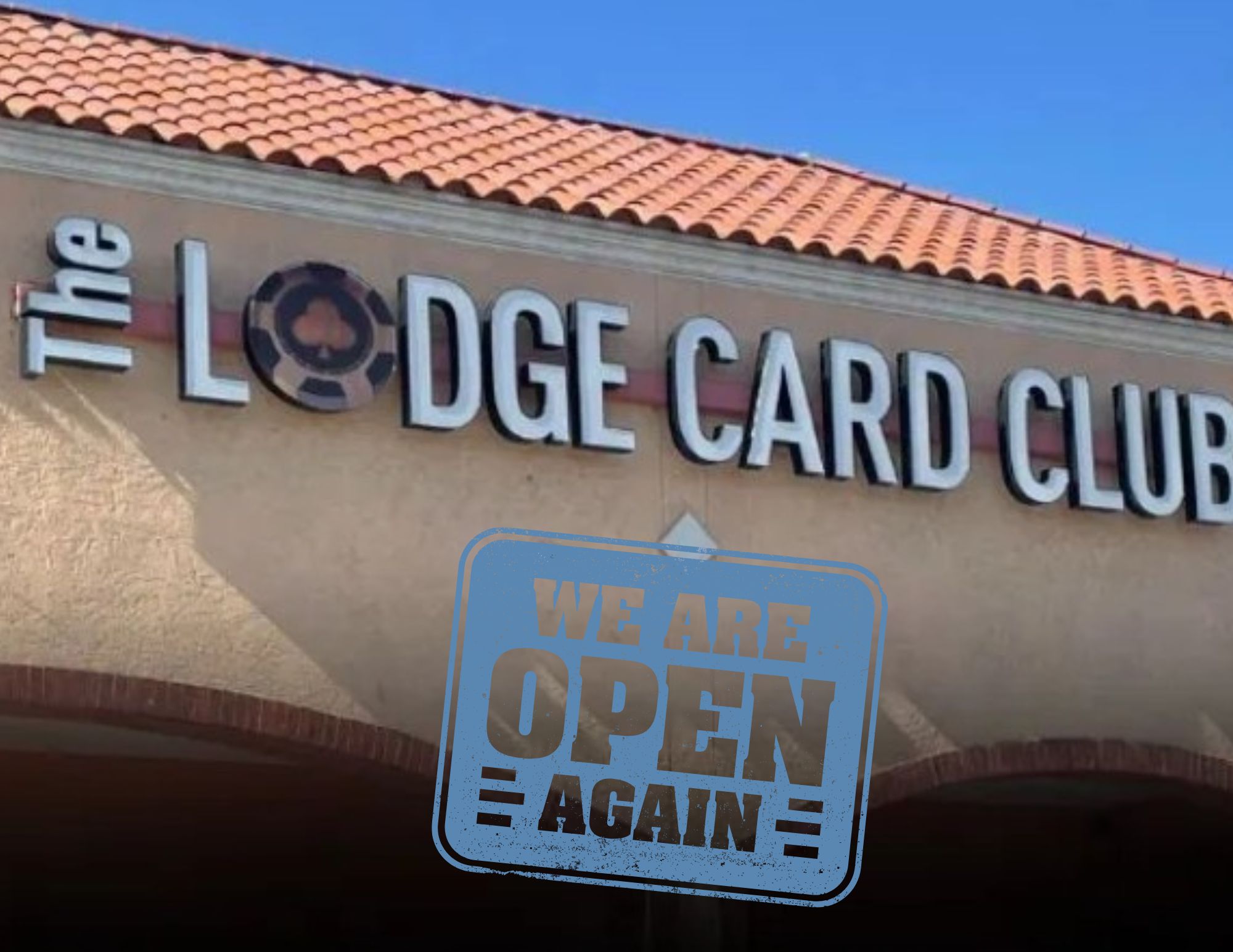 Zdjęcie stołów pokerowych w The Lodge Card Club przed ponownym otwarciem