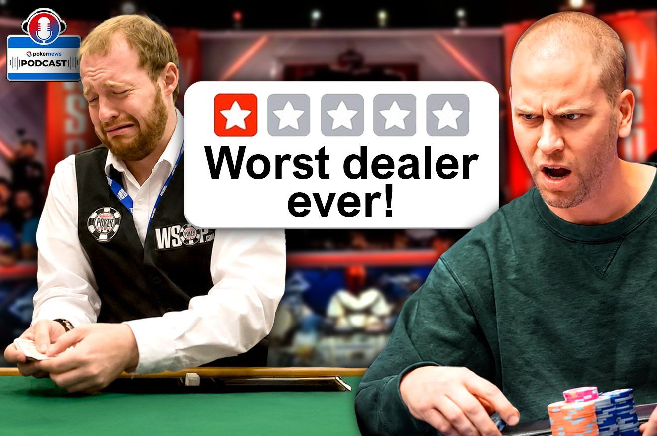 Krupier rozdający karty przy stole pokerowym z graczami