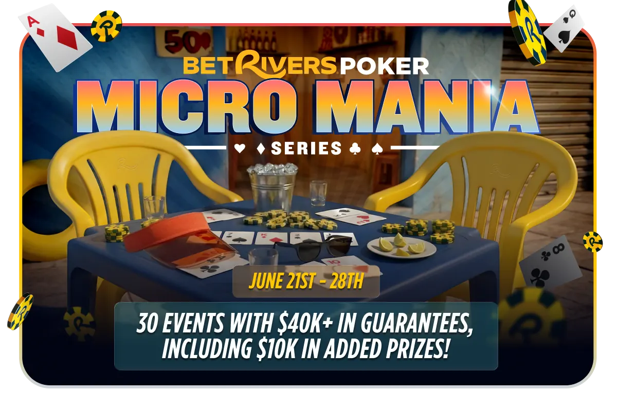 Gracze grający w pokera online na platformie BetRivers podczas serii Micro Mania