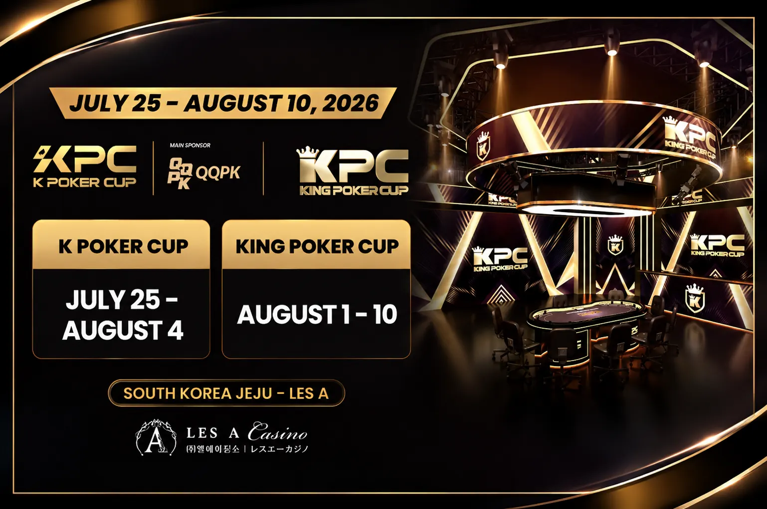 Ulepszona scena turniejowa z ekranem LED i brandingiem K-Poker Cup / King Poker Cup