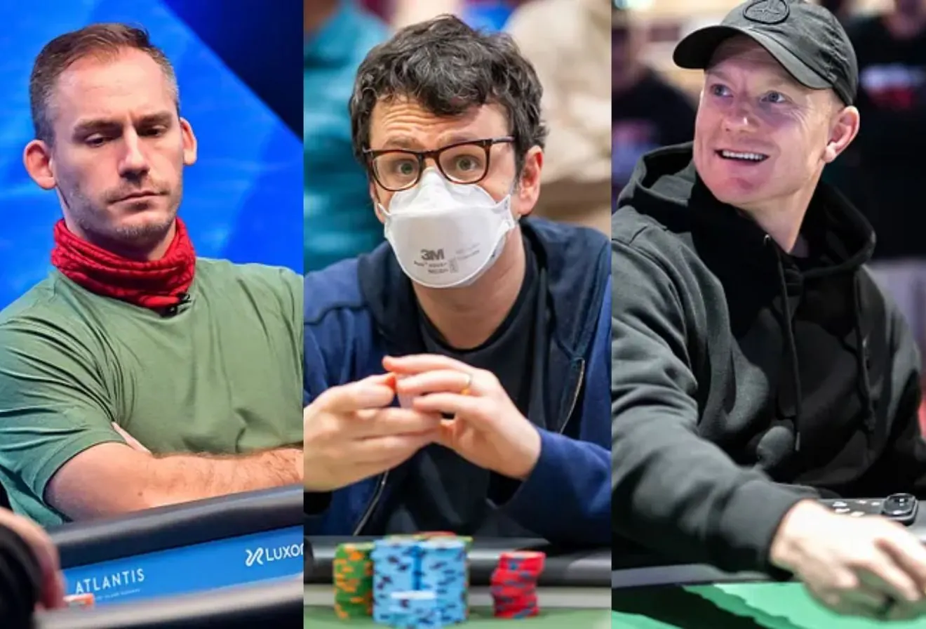 Zdjęcie symbolizujące nominacje do Galerii Sław Pokerowych, z widocznymi pokerzystami i trofeum.
