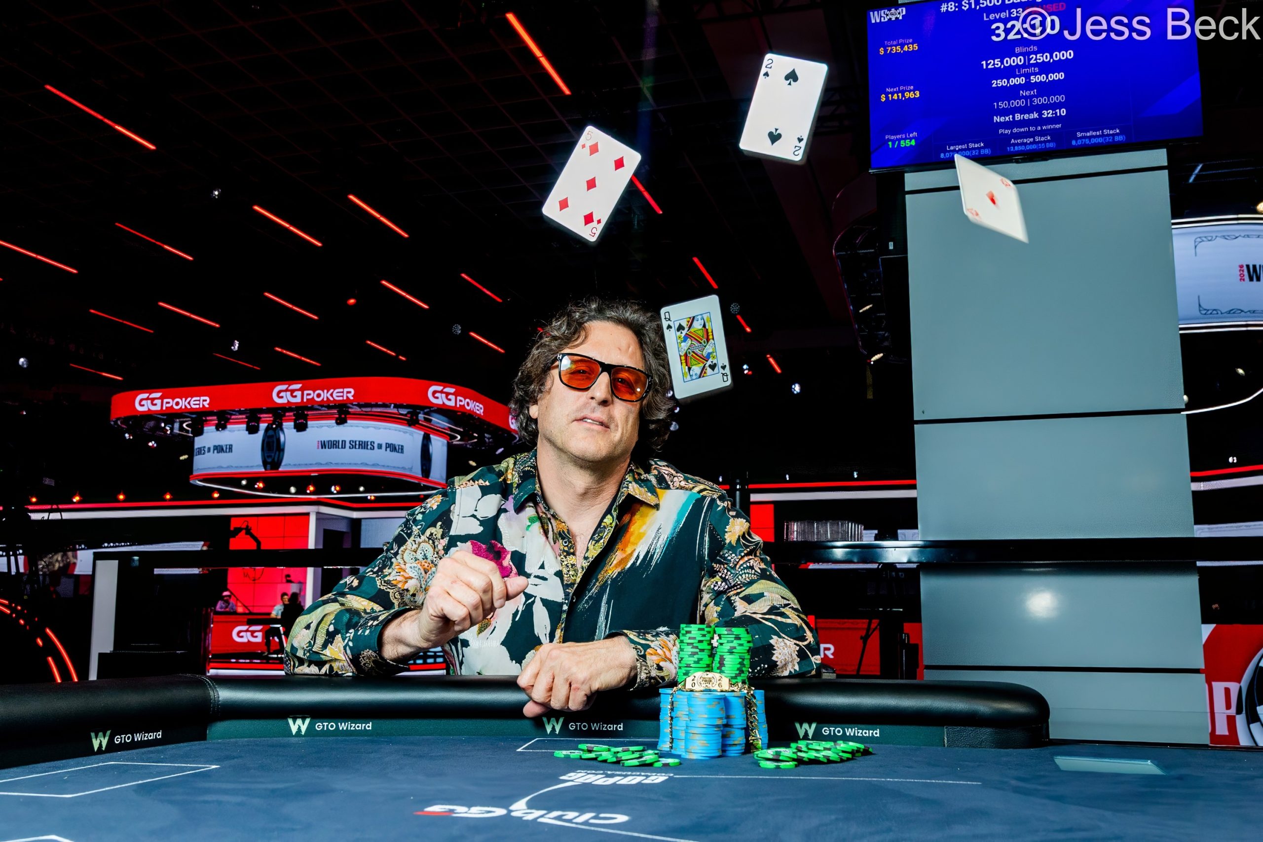 Stół finałowy turnieju World Series of Poker z graczami walczącymi o bransoletę.