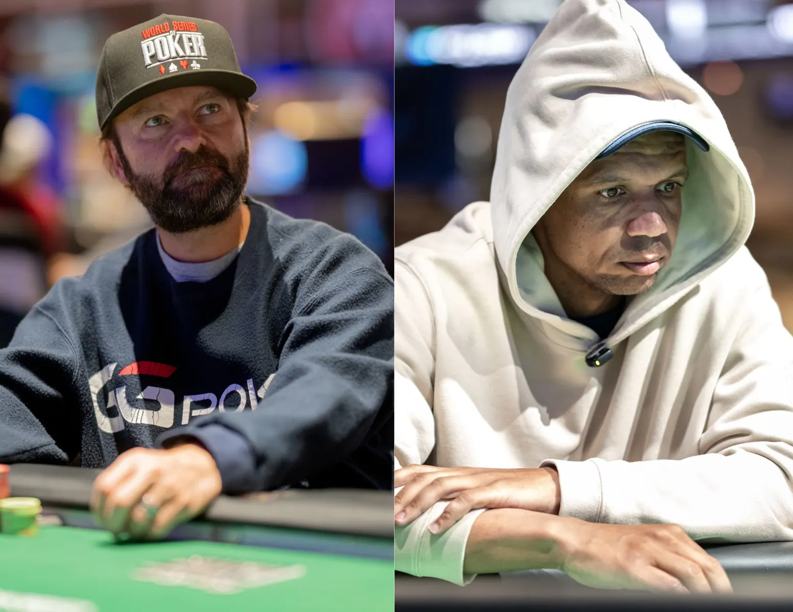 Daniel Negreanu i Phil Ivey przy stołach finałowych World Series of Poker
