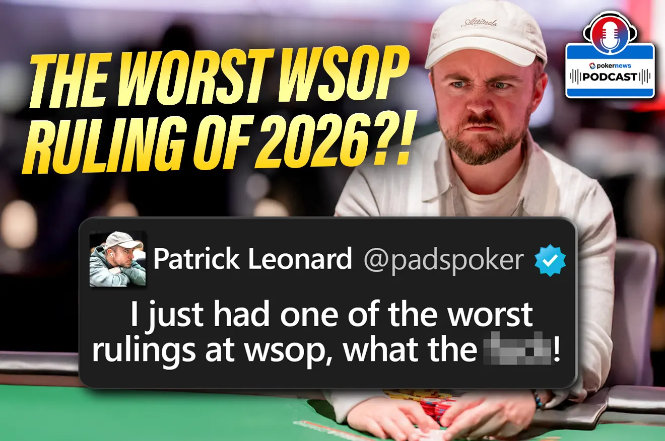 Patrick Leonard, profesjonalny gracz w pokera, siedzi przy stole turniejowym podczas World Series of Poker.