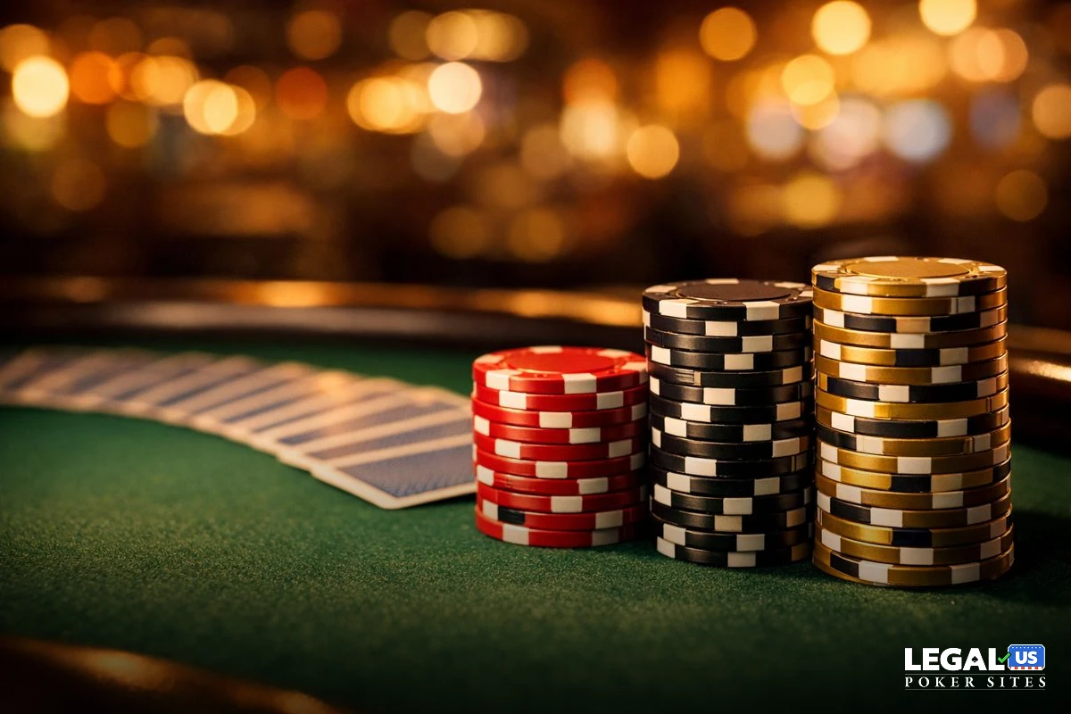 Gracze przy stole pokerowym podczas turnieju