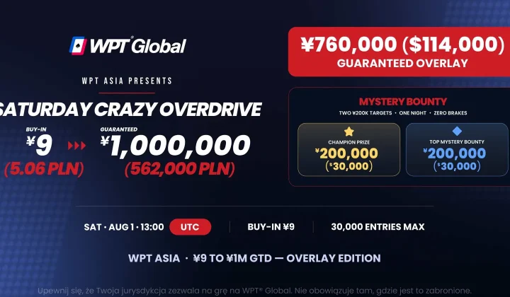 WPT Global organizuje sobotni Saturday Crazy Overdrive – wpisowe 1,32 $, pula 147 683 $