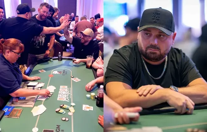 Szalony czteroosobowy rozd (all-in) w Borgata Summer Poker Open: Króle, Damy i Walety tworzą strita