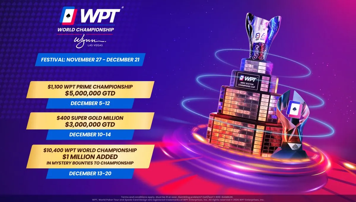 WPT World Championship Festival 2026: Mystery Bounty za milion dolarów i turniej Super Gold Million z pulą 3 mln USD