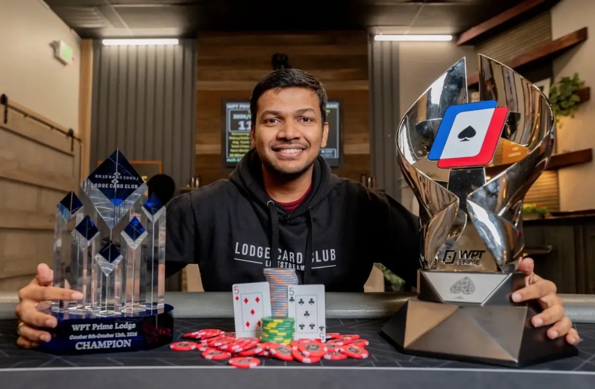 Finał WPT Prime Championship przy stole pokerowym w Lodge Card Club w Round Rock w Teksasie