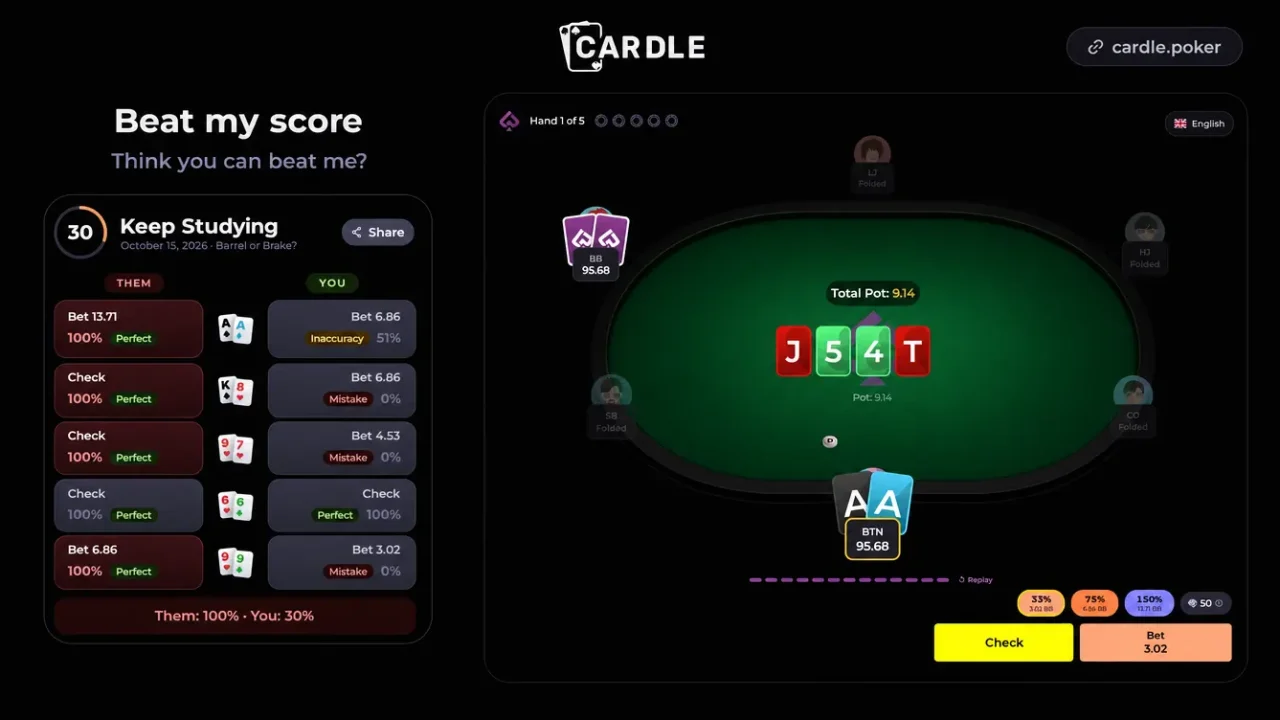 Cardle – codzienna darmowa pokerowa łamigłówka od Douga Polka